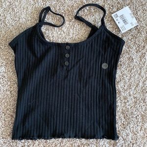 Black petal cut tank top